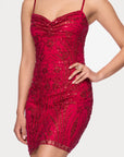 "Maxine" Glitter Mesh Spaghetti Strap Short Dress