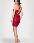 "Maxine" Glitter Mesh Spaghetti Strap Short Dress