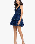 "Jacey" Mesh Sequin Embellished Halter Neck Short Dress