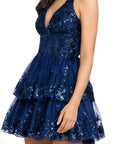 "Jacey" Mesh Sequin Embellished Halter Neck Short Dress