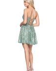 "Nelly" Glitter Mesh Tieback Spaghetti Strap Short Dress