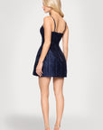 "Kennedy" Floral Metallic Jacquared Sweetheart Neckline Short Dress