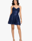 "Becky" Glitter Draped Neck Short Dress