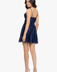 "Becky" Glitter Draped Neck Short Dress