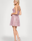"Becky" Glitter Draoped Neck Short Dress