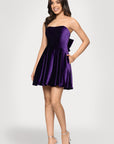 "Lisa" Velvet Strapless Bow Back Short Dress