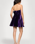 "Lisa" Velvet Strapless Bow Back Short Dress