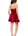 "Lisa" Velvet Strapless Bow Back Short Dress