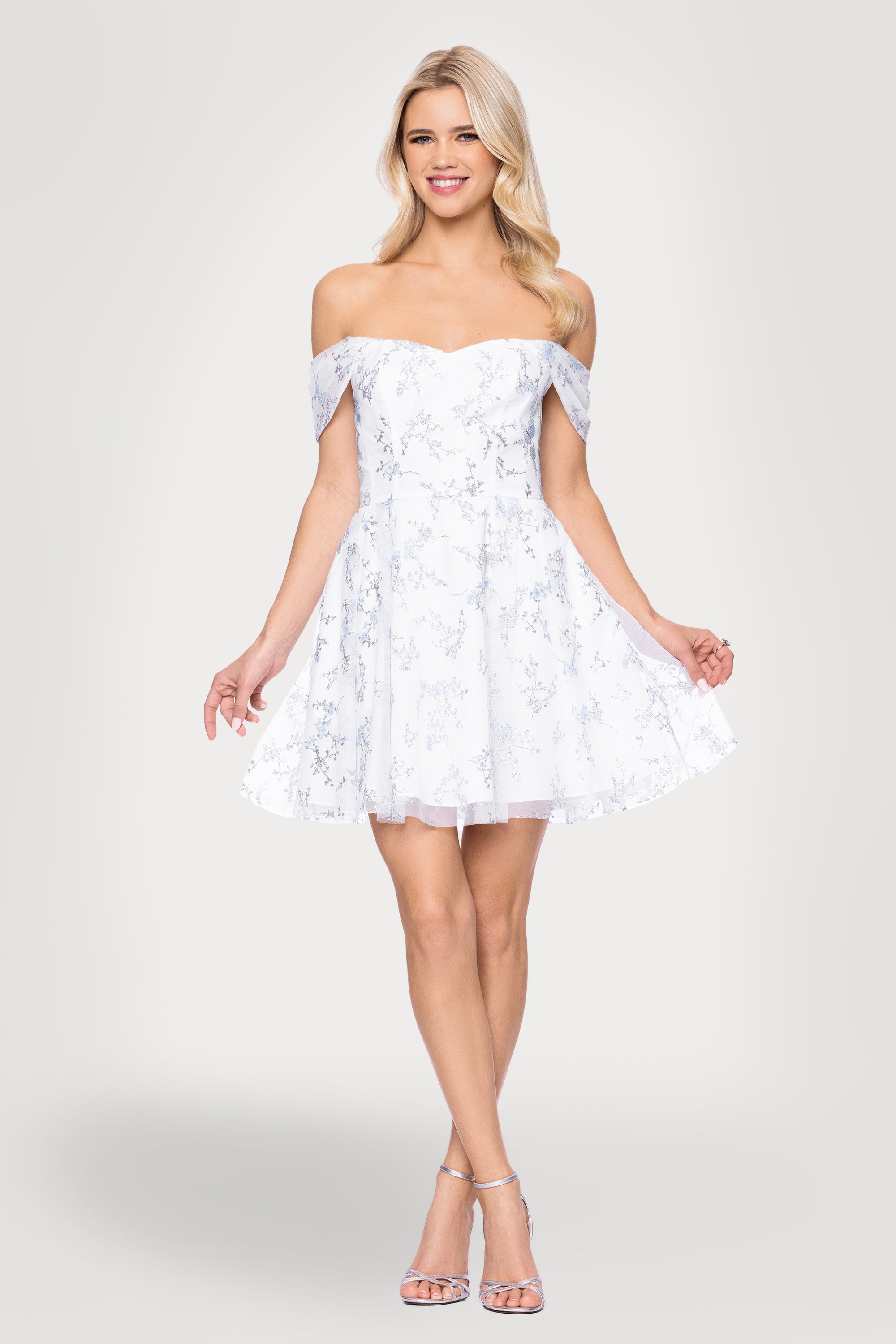 "Lilly" Glitter Mesh Off the Shoulder Short Dress