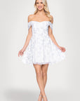"Lilly" Glitter Mesh Off the Shoulder Short Dress