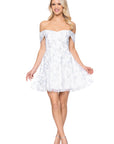 "Lilly" Glitter Mesh Off the Shoulder Short Dress