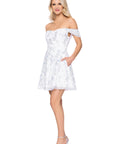 "Lilly" Glitter Mesh Off the Shoulder Short Dress