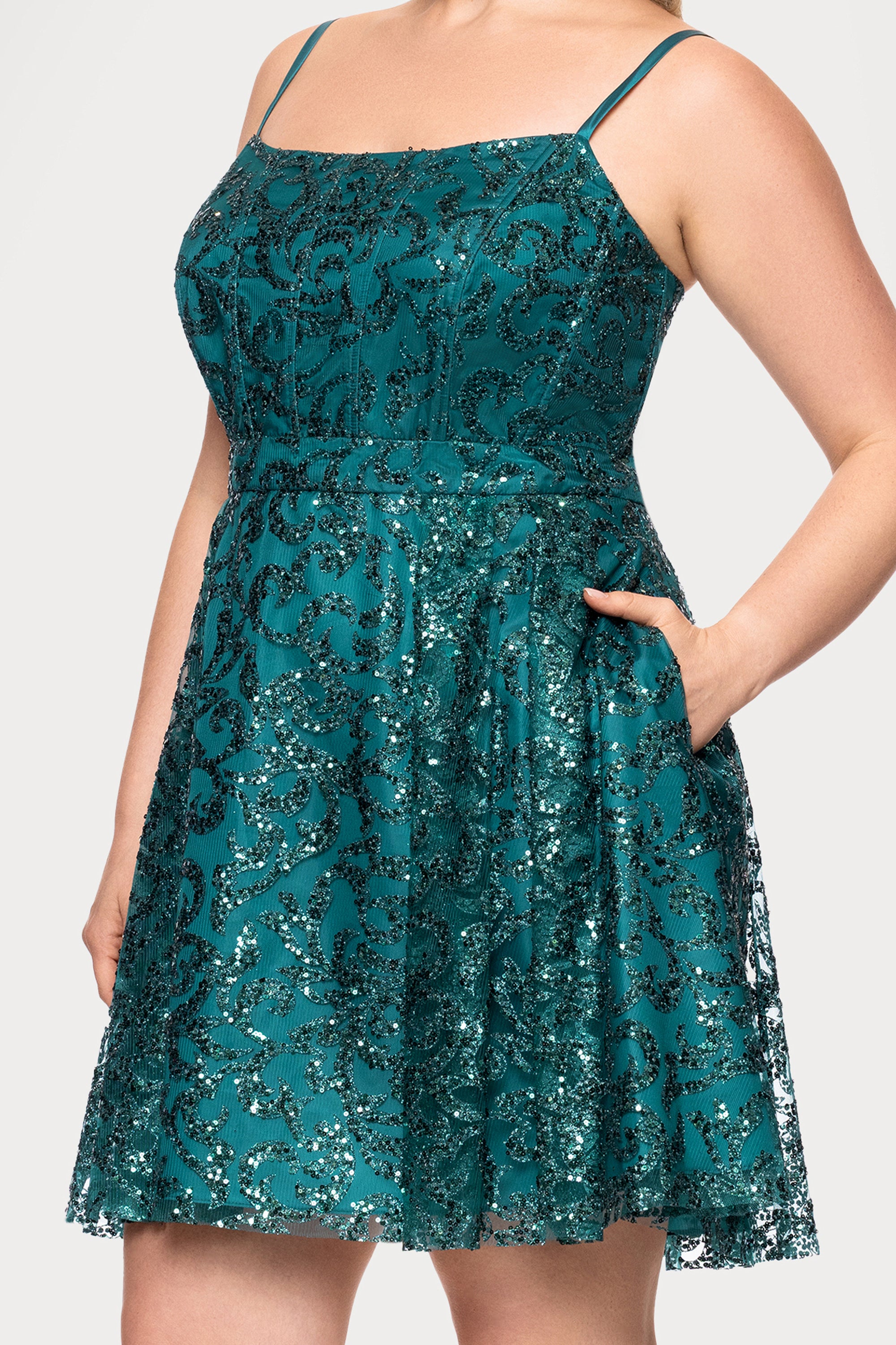 Plus "Becca" Glitter Mesh Short Party Dress