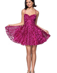 "Maddison" Glitter Mesh Sweetheart Neck Short Dress