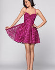"Maddison" Glitter Mesh Sweetheart Neck Short Dress