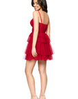 "Joanie" Mesh Corset Ruffle Short Dress