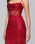 "Tracy" Glitter Drape Neck Floor Length Dress