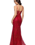 "Tracy" Glitter Drape Neck Floor Length Dress