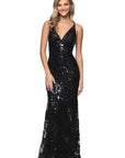 "Brielle" Sequin V-Neck Floor Length Dress