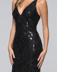 "Brielle" Sequin V-Neck Floor Length Dress