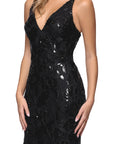"Brielle" Sequin V-Neck Floor Length Dress