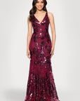 "Brielle" Sequin V-Neck Floor Length Dress