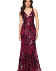 "Brielle" Sequin V-Neck Floor Length Dress