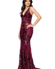 "Brielle" Sequin V-Neck Floor Length Dress
