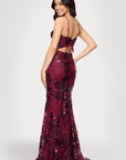 "Brielle" Sequin V-Neck Floor Length Dress