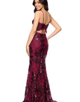 "Brielle" Sequin V-Neck Floor Length Dress
