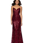"Leona" Sequin Spaghetti Strap Floor Length Dress