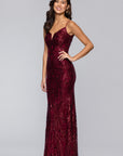 "Leona" Sequin Spaghetti Strap Floor Length Dress