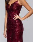 "Leona" Sequin Spaghetti Strap Floor Length Dress