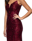 "Leona" Sequin Spaghetti Strap Floor Length Dress