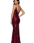 "Leona" Sequin Spaghetti Strap Floor Length Dress