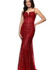 "Karla" Glitter Mesh Spaghetti Strap Floor Length Dress