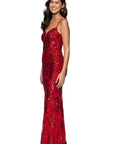 "Roxanna" Sequin Rose Pattern Floor Length Dress