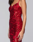 "Roxanna" Sequin Rose Pattern Floor Length Dress