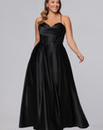 Plus "Jolie" Satin Tieback Floor Length Dress