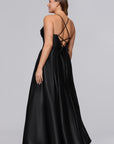 Plus "Jolie" Satin Tieback Floor Length Dress
