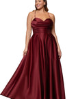 Plus "Jolie" Satin Tieback Floor Length Dress