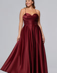 Plus "Jolie" Satin Tieback Floor Length Dress