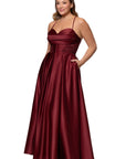 Plus "Jolie" Satin Tieback Floor Length Dress