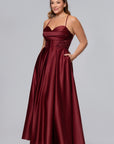 Plus "Jolie" Satin Tieback Floor Length Dress