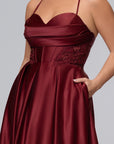 Plus "Jolie" Satin Tieback Floor Length Dress