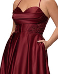 Plus "Jolie" Satin Tieback Floor Length Dress