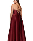 Plus "Jolie" Satin Tieback Floor Length Dress