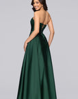 "Mia" Satin Strapless A-Line Corset Floor Length Dress