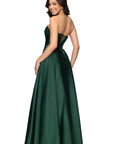 "Mia" Satin Strapless A-Line Corset Floor Length Dress