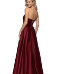 "Mia" Satin Strapless A-Line Corset Floor Length Dress